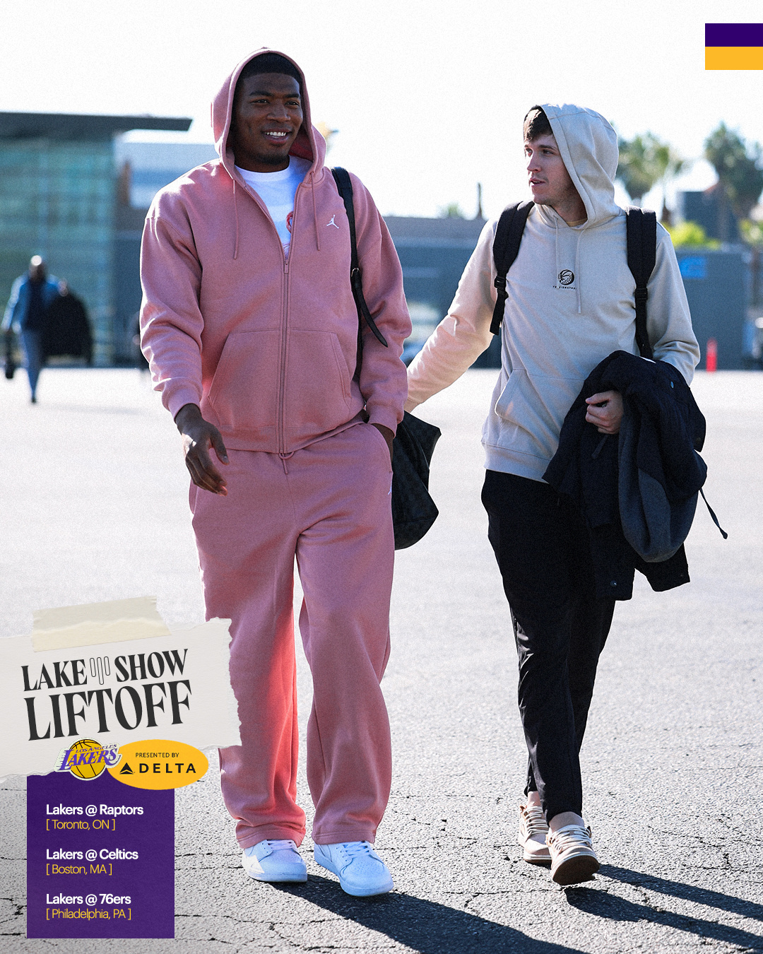 湖人登机✈️接下来的三连客分别对阵猛龙、凯尔特人、76人，胜率都超过5成的球队。