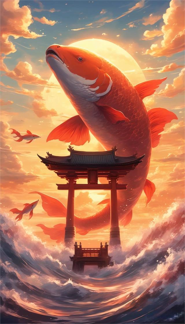 “鲤鱼跳龙门”和“丹顶鹤”都是中国文化中具有深厚象征意义的意象，各自承载着丰富的
