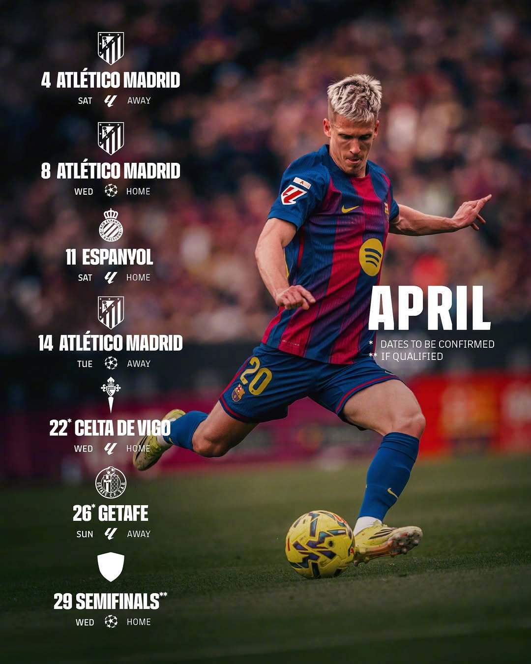 ⚔️三战马竞的四月来了！🙏🏻联赛欧冠都不能松懈，希望这个四月对巴萨和cule