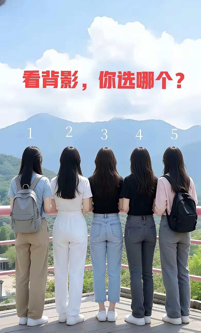 五位女生，只看背影，选一个做老婆，直觉告诉我，你选几号？