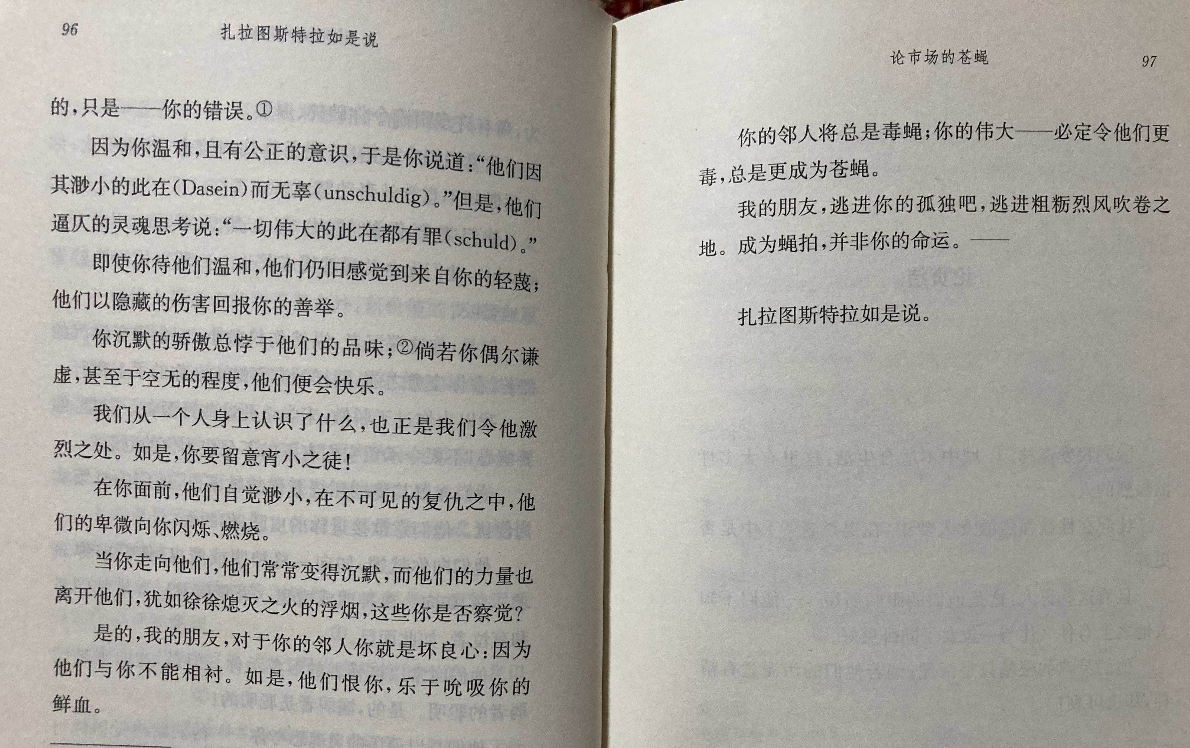 因为你温和，且有公正的意识，于是你说道：“他们因其渺小的此在（Dasein） 而