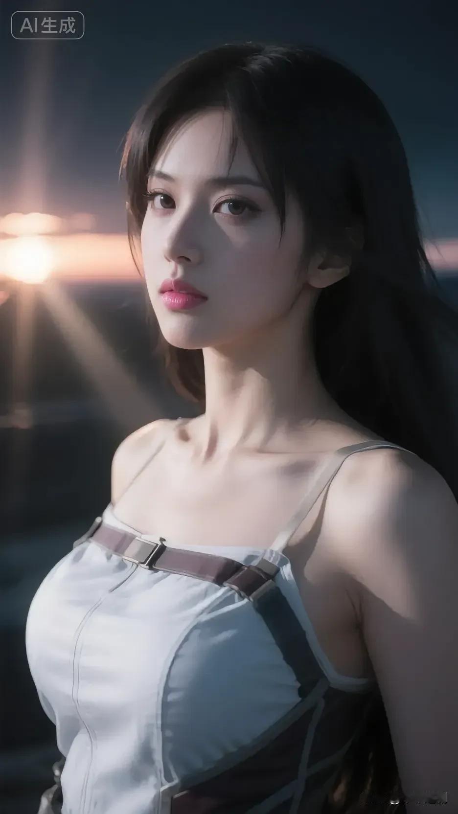 浅调吊带衬着暮色光影，逆光轮廓揉出清冷又惊艳的氛围感🌌
温柔风吊带长裙 简约气