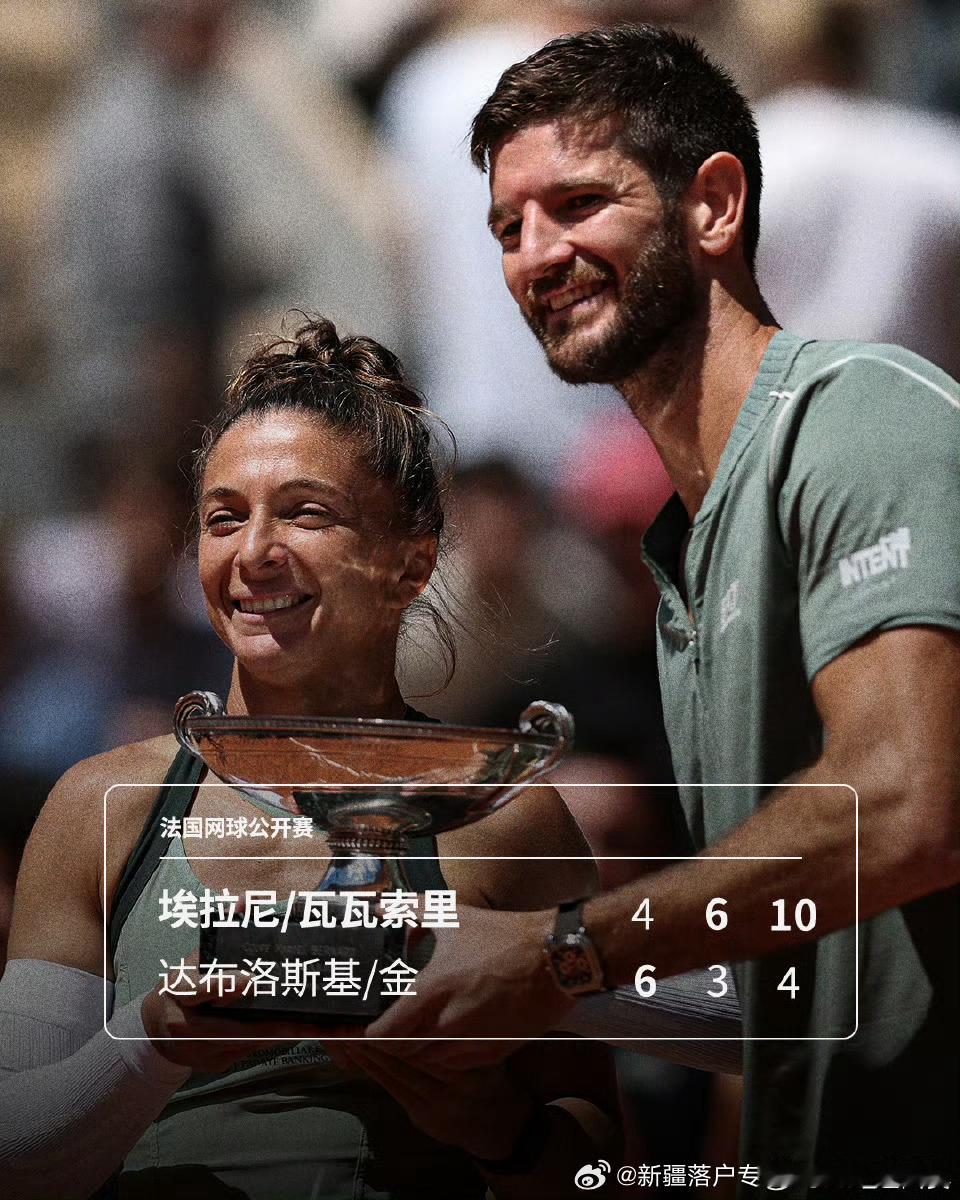 🇮🇹埃拉尼/🇮🇹瓦瓦索里卫冕法网🇫🇷混双冠军🏆🔥法网2026混双