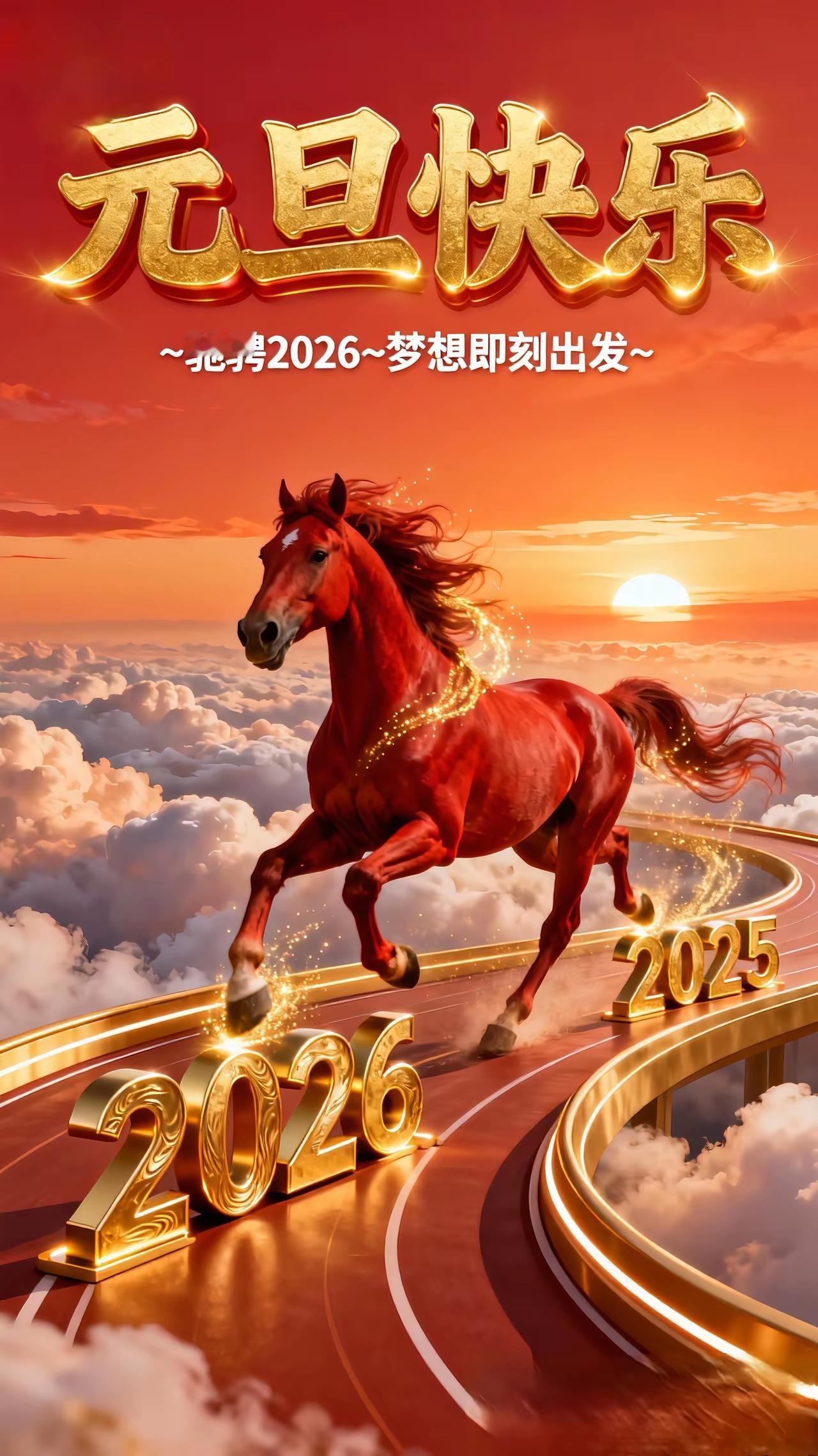挥手告别2025，再见！
迎来驰骋的骏马，启航！
祝你、祝我、祝我们：
2026