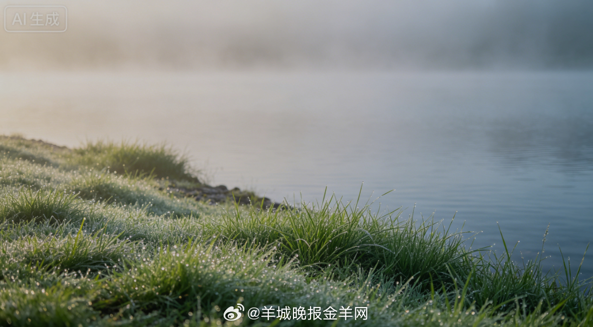 #早安# 清晨薄雾轻笼平静湖面，软乎乎的青草坪铺满岸边，慢慢漫步吹风。微风携着青