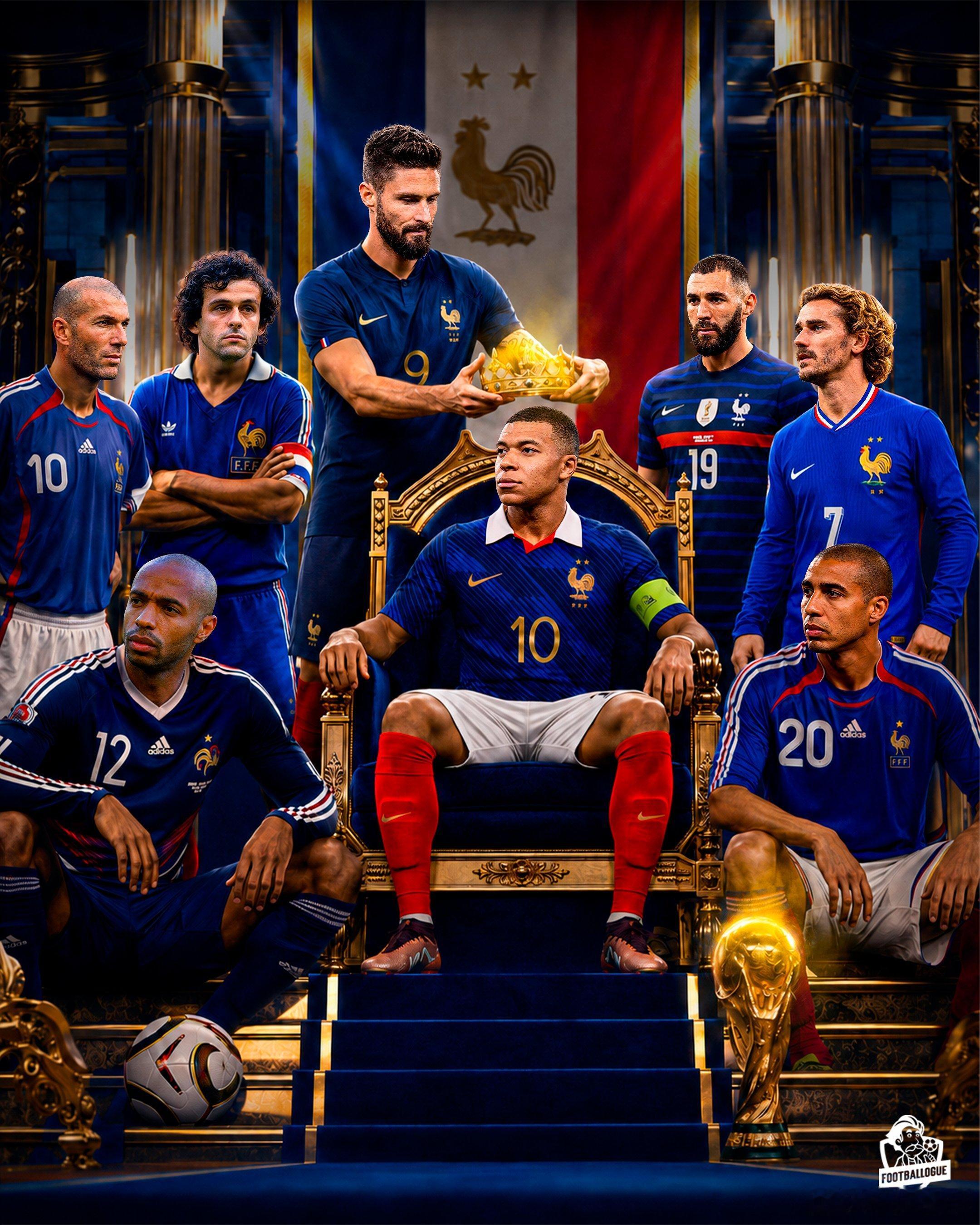 姆巴佩创造历史——凭借今天的第二个进球，姆巴佩打破了以下纪录：⚽ 法国球员世界杯