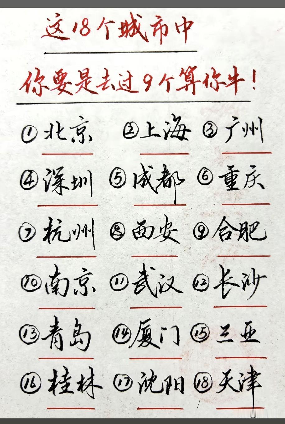 国内主要的有名的城市
我基本都去过
那句古话怎么说来着，好像是小时候想买桂花酒 