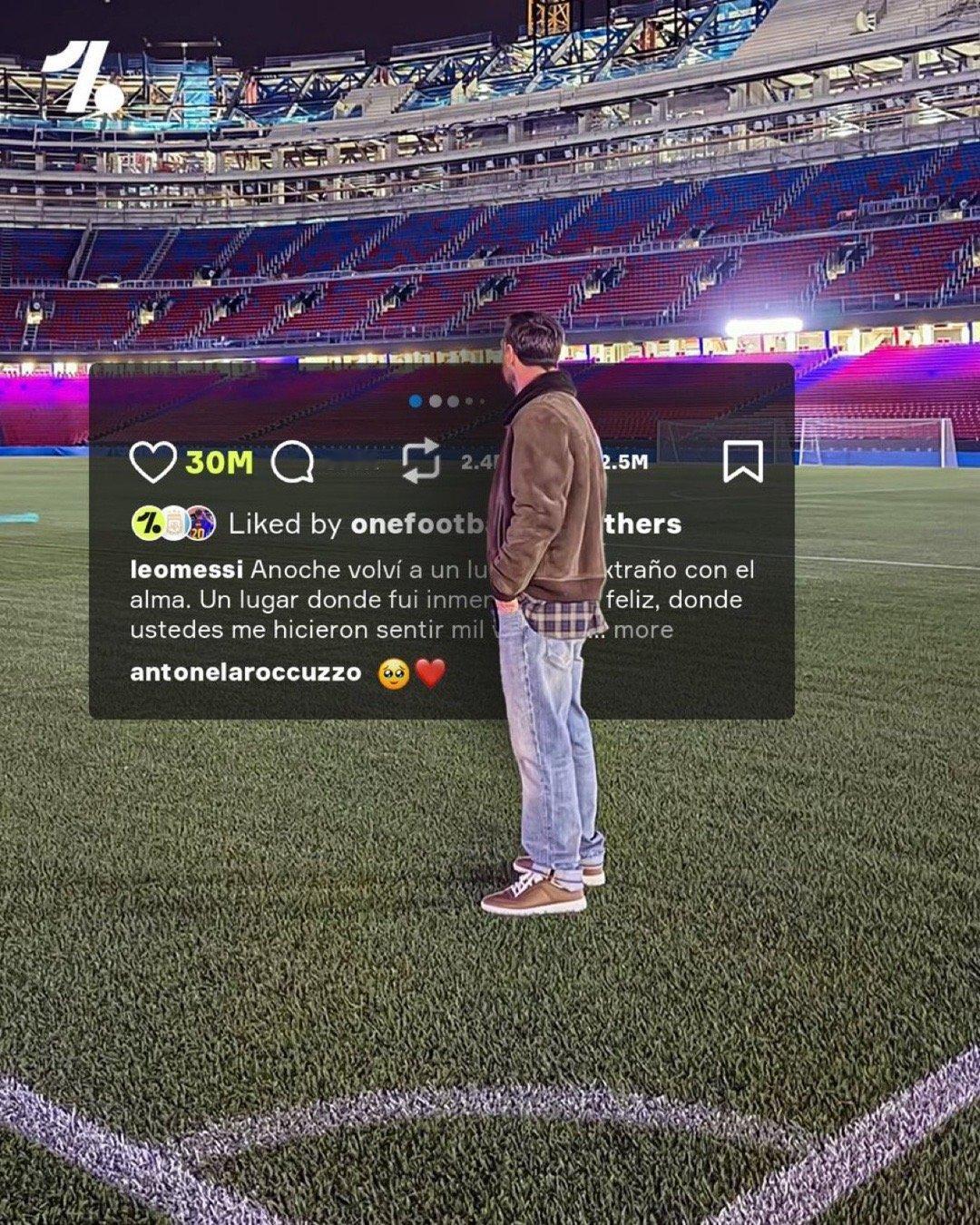 梅西惊喜现身参观新诺坎普球场的照片，已获 3000 万点赞，也是 目前2025 