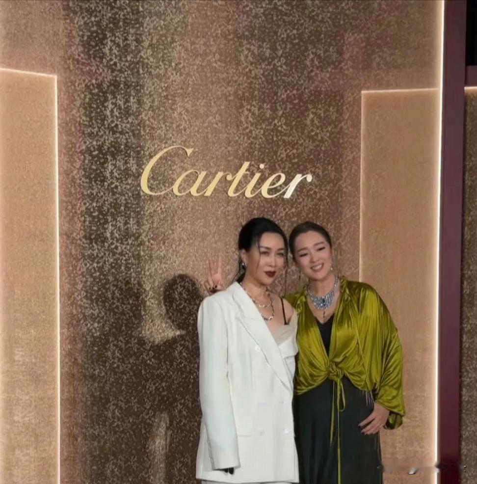 那英和巩俐同框了！二人一起出席卡地亚晚宴，之后一起合影留念。俩人都是沈阳人，算是