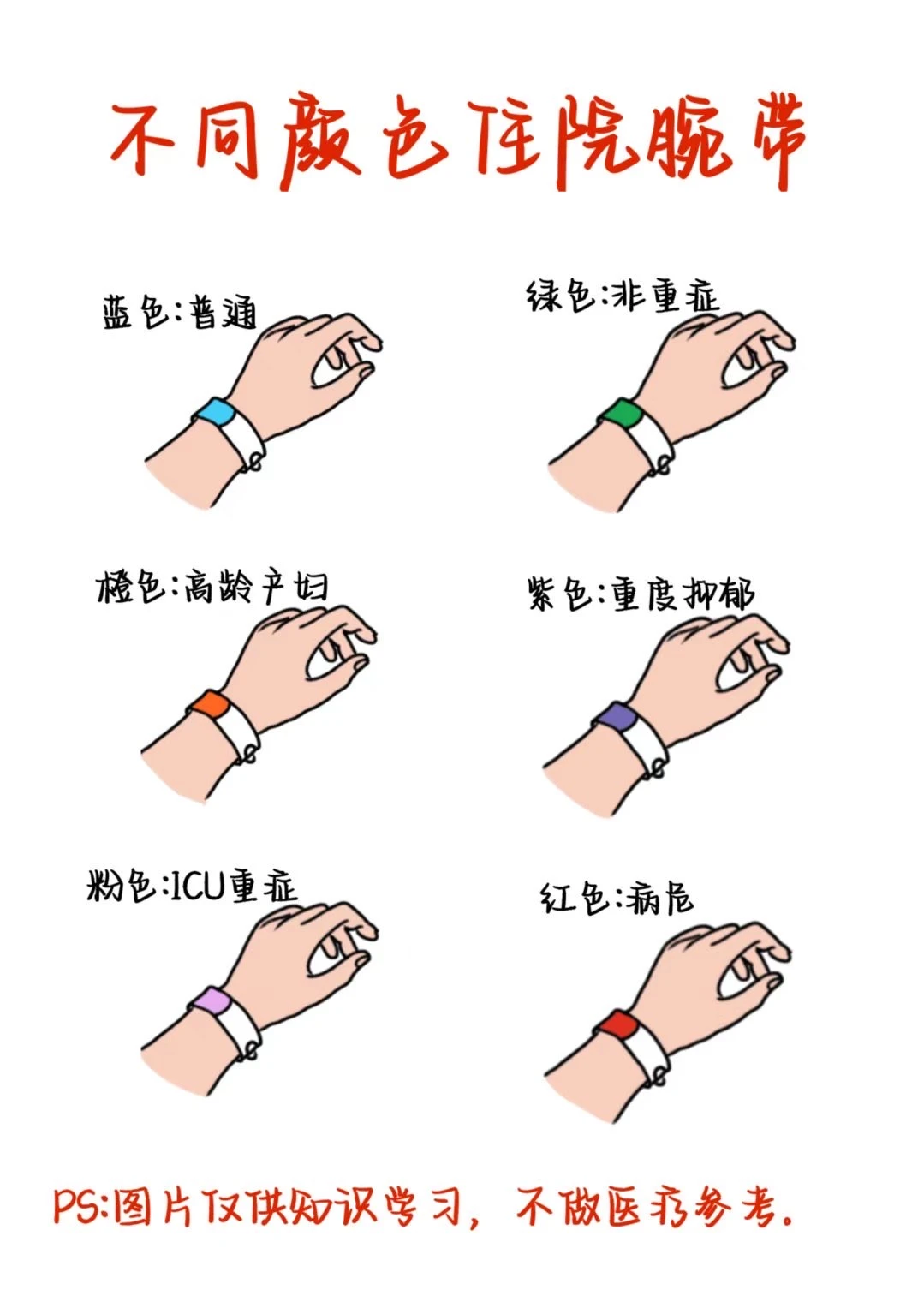 医学生笔记——不同颜色住院腕带