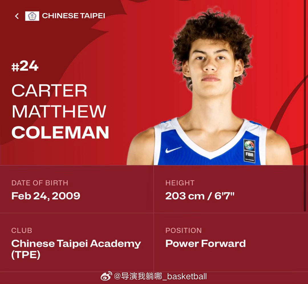 中国台湾u18的混血内线科尔曼在今天打完了首次亚洲赛事，他在U18亚洲杯上场均1