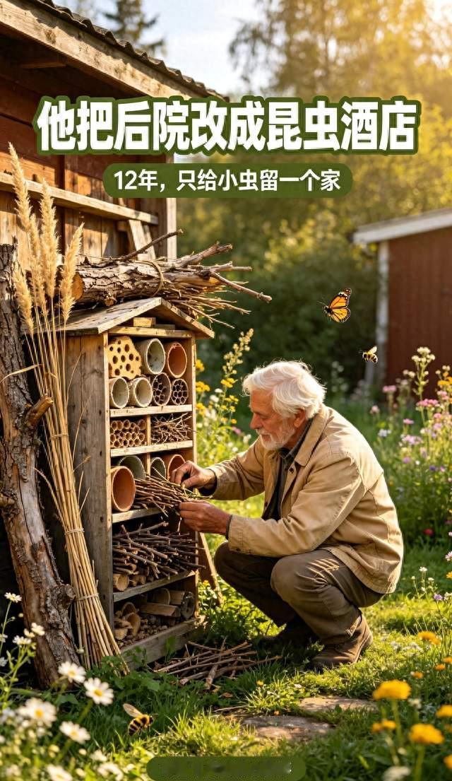 芬兰一位老人，把自家后院改造成“昆虫酒店”，坚持了整整12年