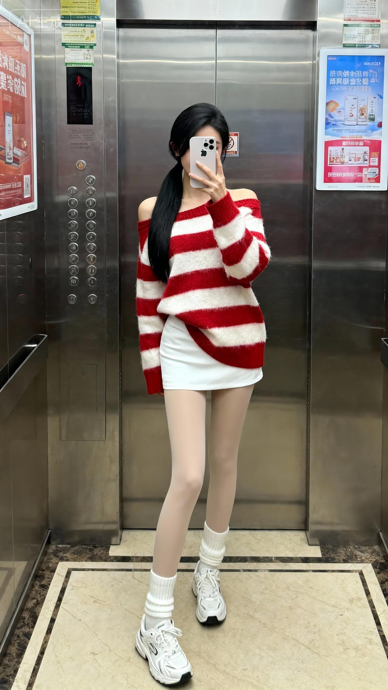 电梯拍照 温柔穿搭 2026你好出色 敬岁月敬自己 明天会更好