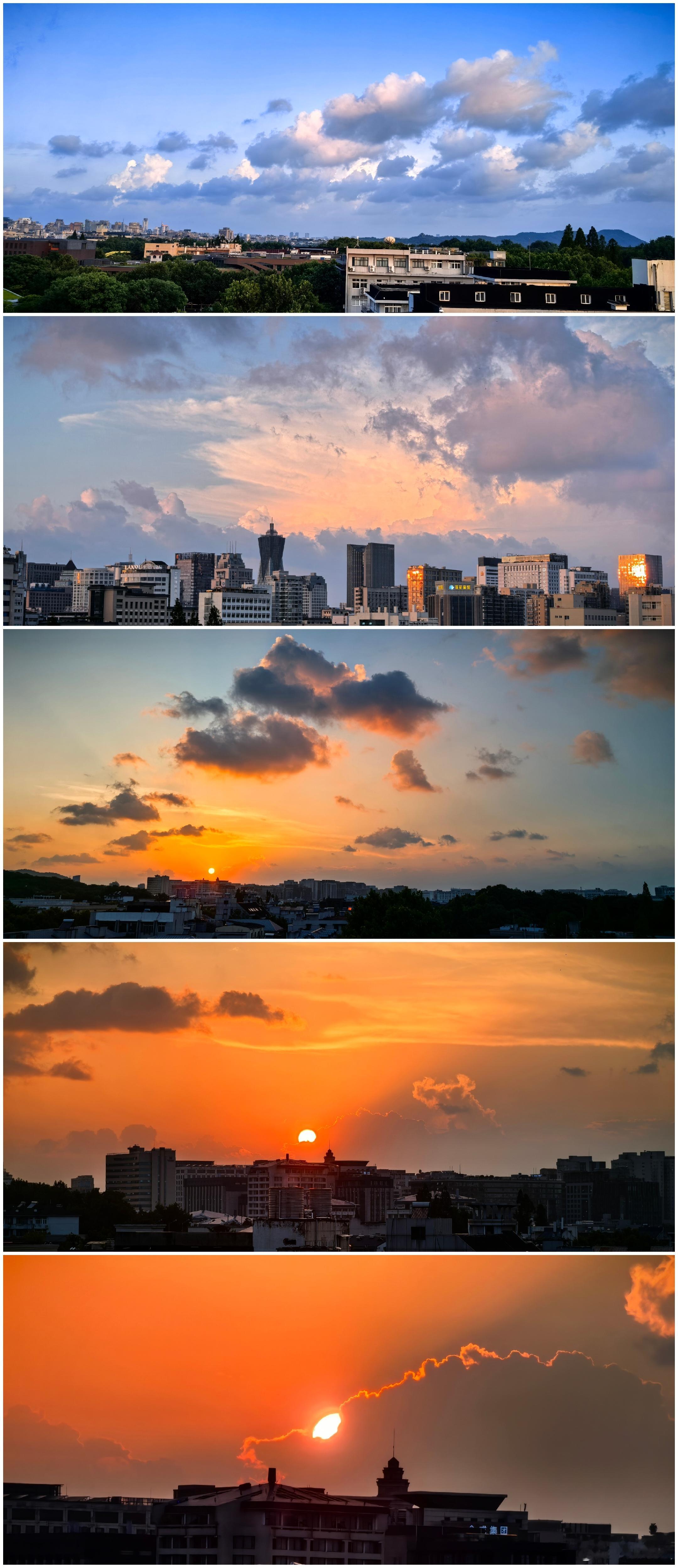 夕阳拼图。三个方向的色彩～好看摄影分享夕阳 ​​​