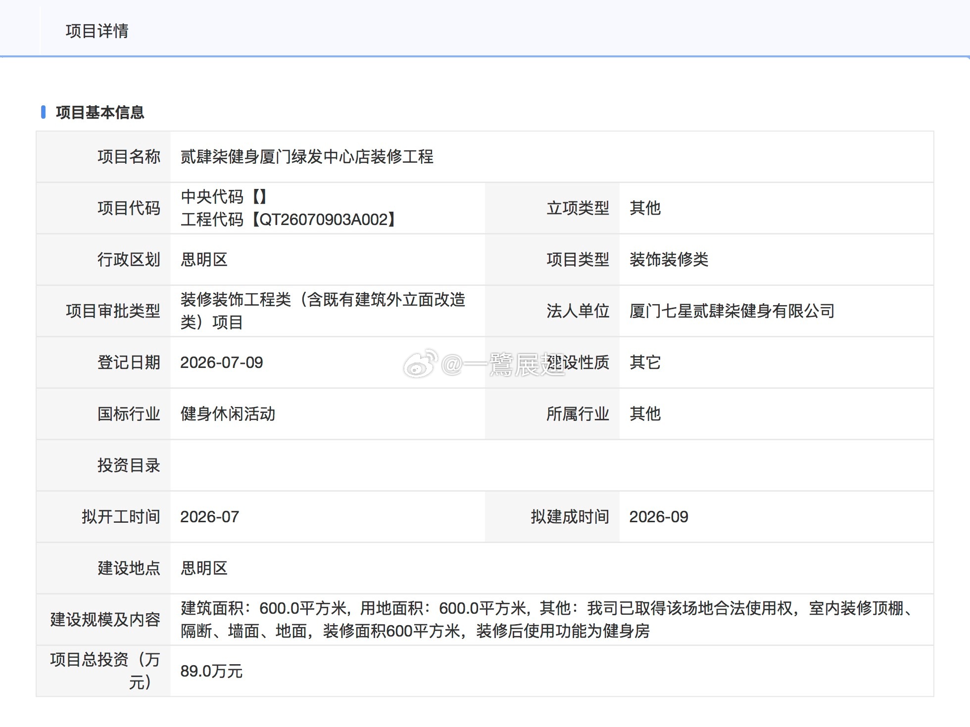 绿发中心第一家商户装修报备（24/7）。 厦门·厦门绿发中心