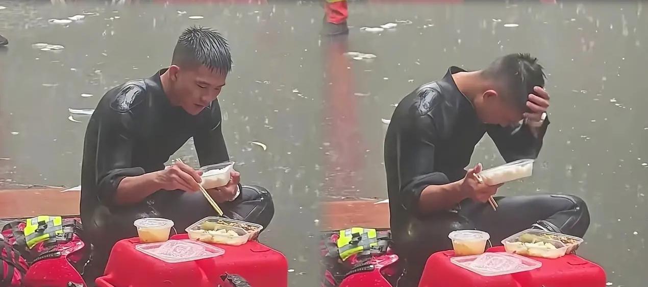 火遍全网、雨中就餐的消防员正面照片来了，他名叫梁焕，今年26岁，入职消防队伍已有