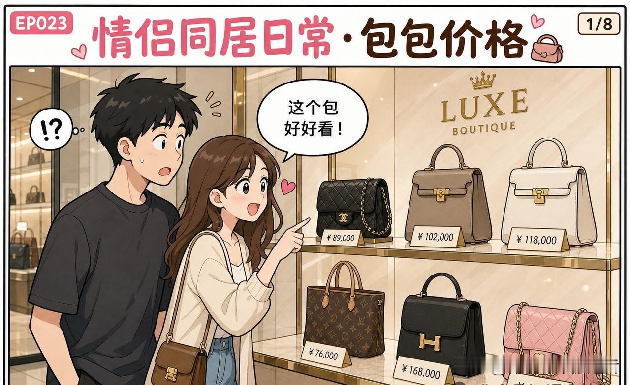图文漫画推荐女朋友看中一个包，我问多少钱，她说：“不贵，才两万。”我说：“你是觉