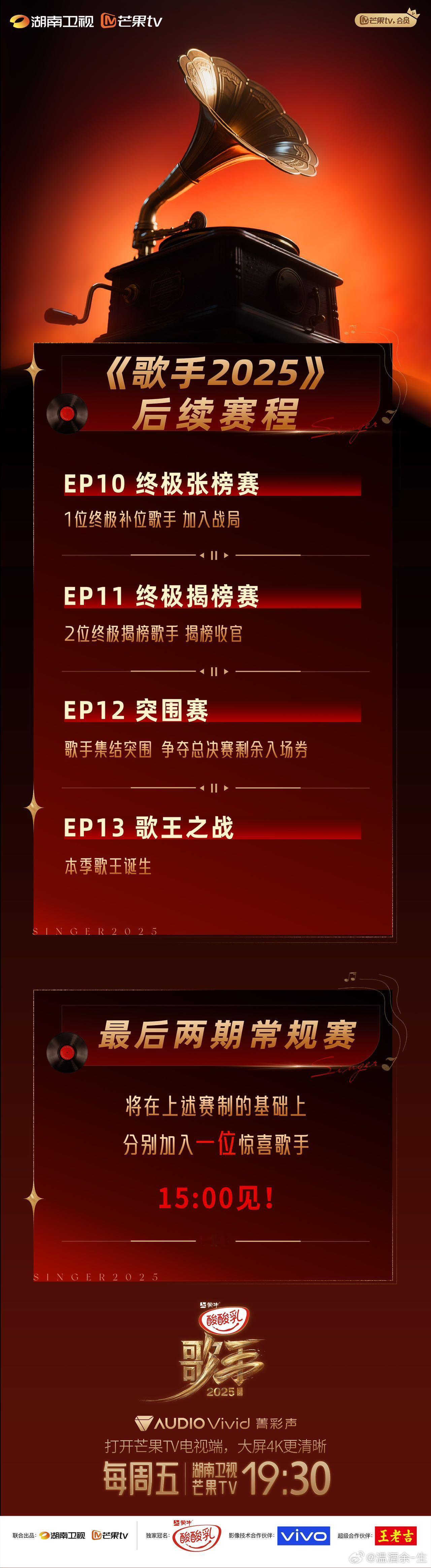 歌手后续赛程 天知道我对于歌手的赛程到底有多么的满意，所以当然是每周都迫不及待的