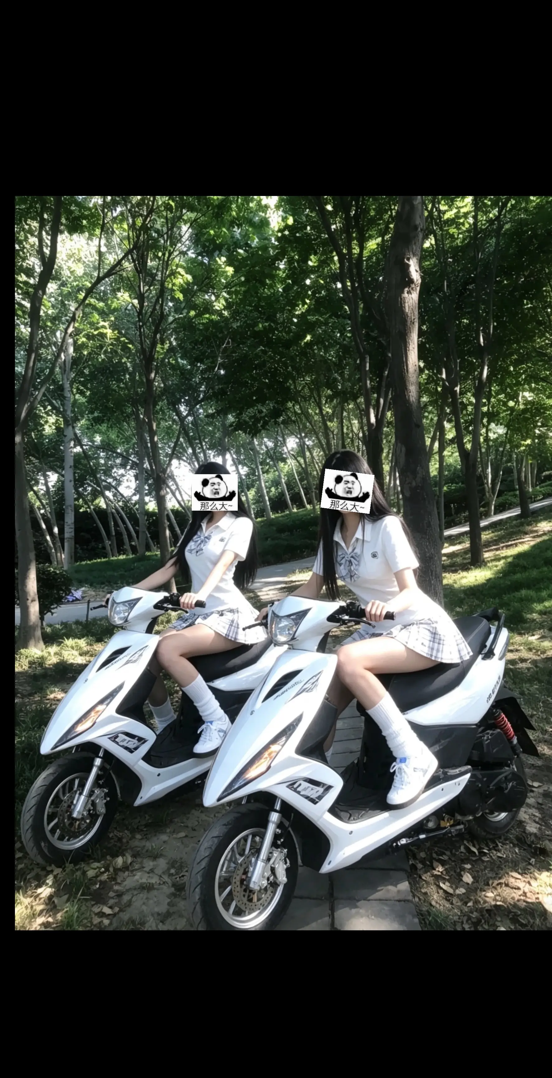 jk摩托 jk女骑 夏季jk穿搭 百褶裙少女 电动车拍照