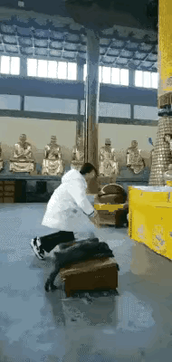 看一次笑一次。一个女子去寺庙祈福，并且带上了她家的宠物狗。女子上好香以后便毕恭毕