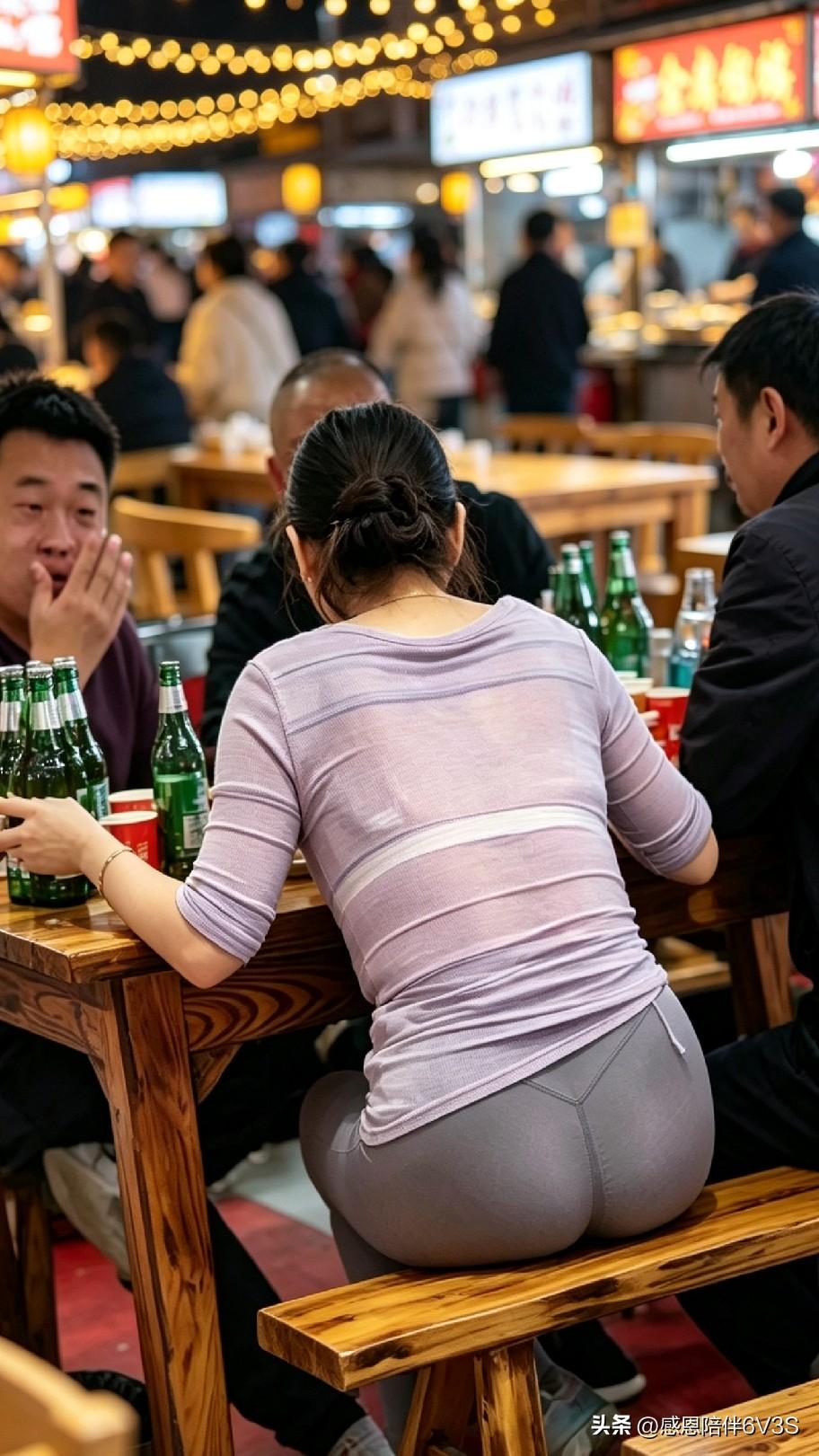 逛夜市吃夜宵时撞见这么一幕，有人直呼倒胃口，也有人吐槽旁人管得太宽。
穿衣本就是
