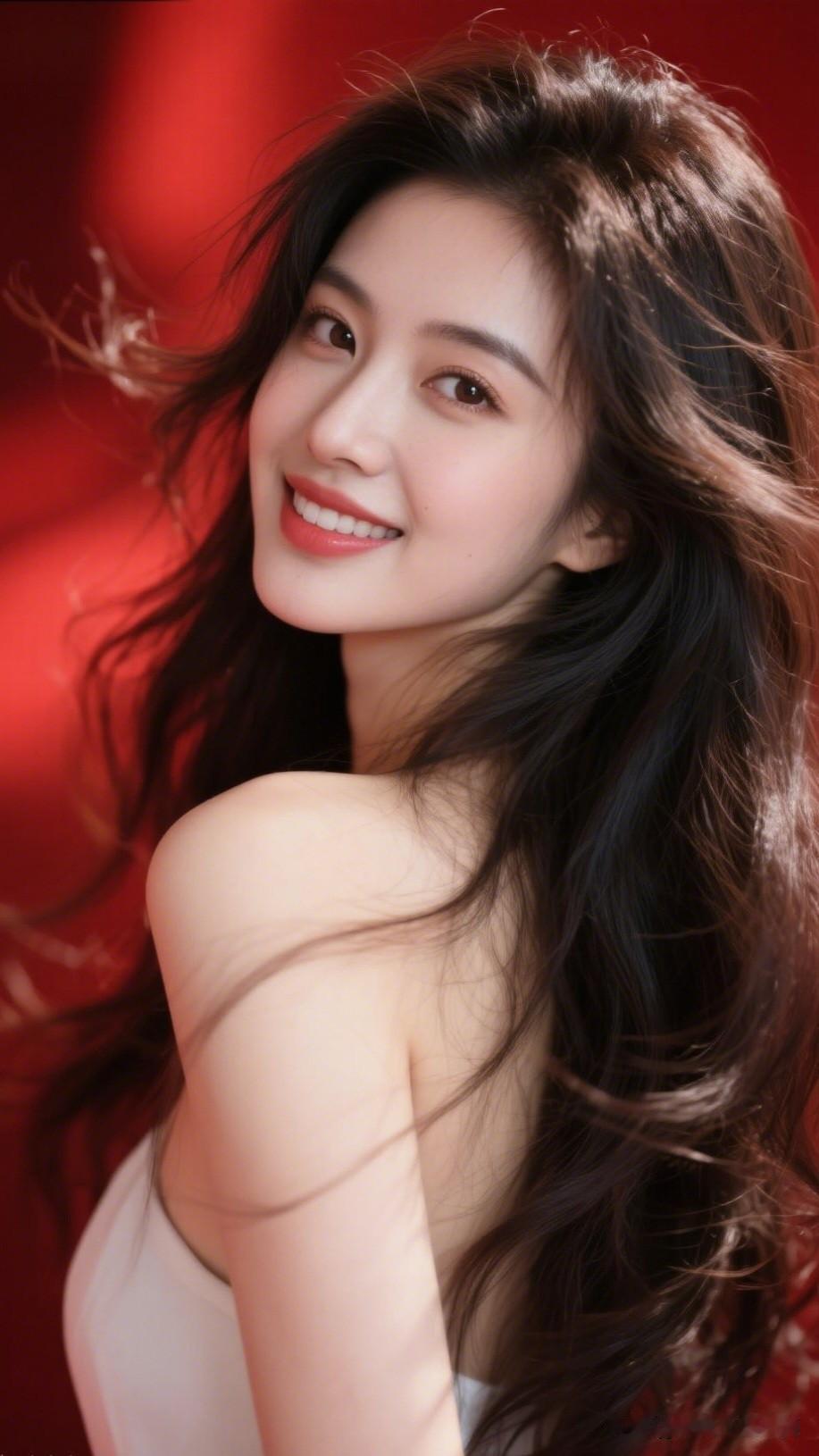 甜美笑容，红衣飘逸，仙女下凡！🌸✨