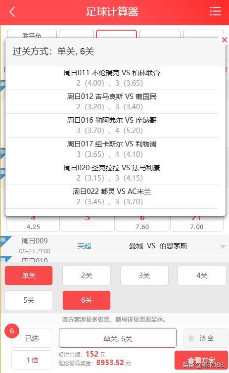 晚场两个方案推荐：
比分6串1，单关容错，可回点本。这个最让人犹豫的也是比赛的变