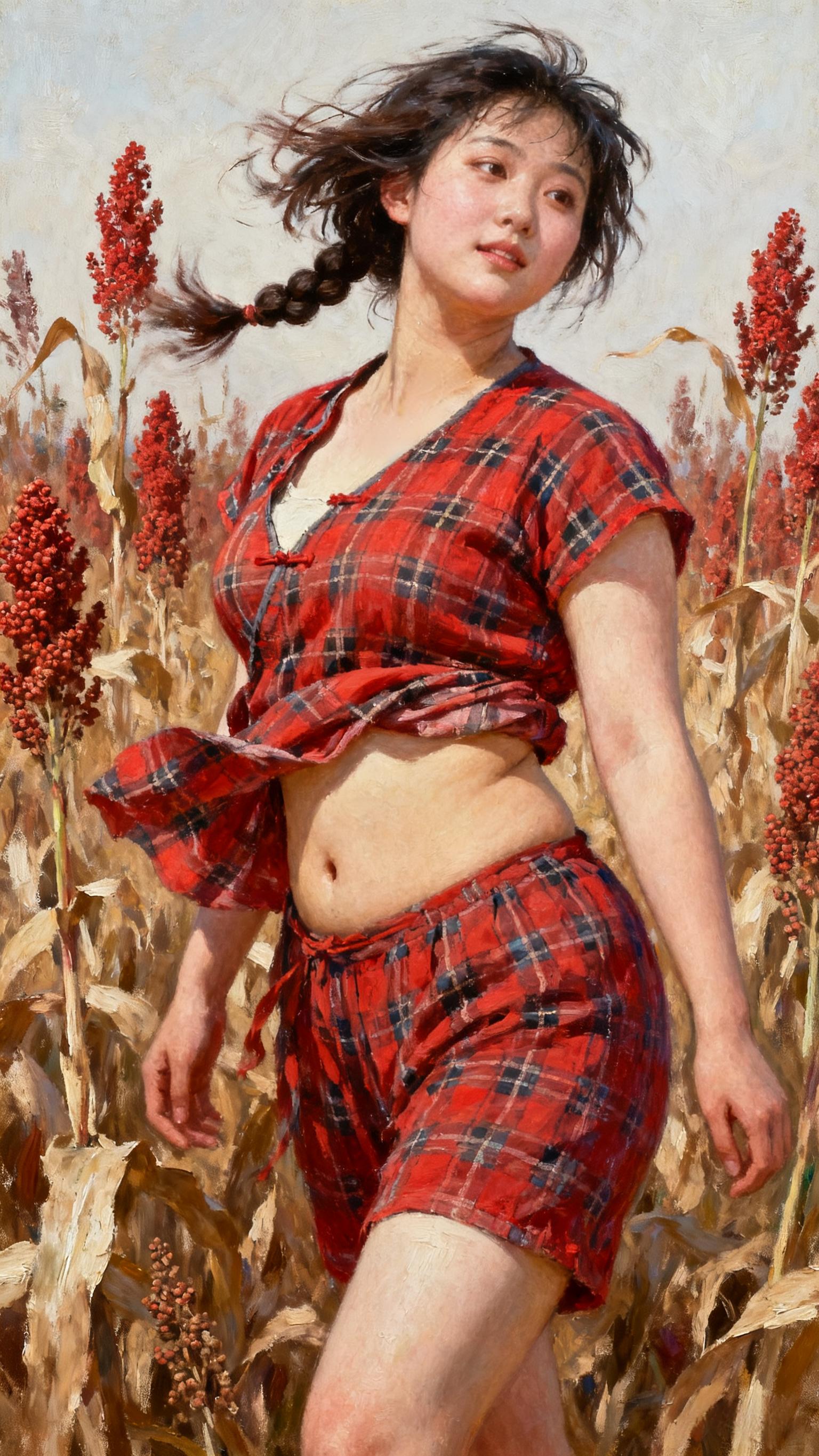 油画艺术 人与自然 日落归山海