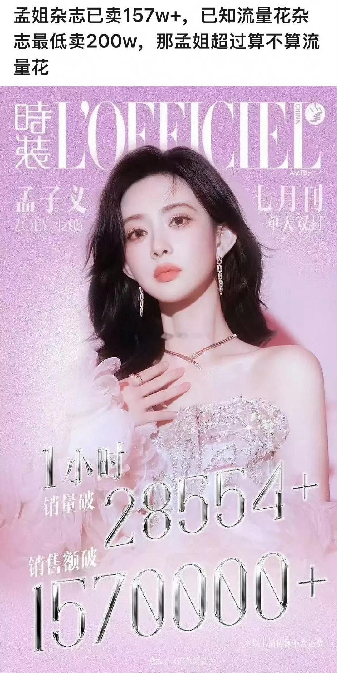 孟子义时装杂志销/售额一小时破157w，孟姐算不算流量🌸？ ​​​