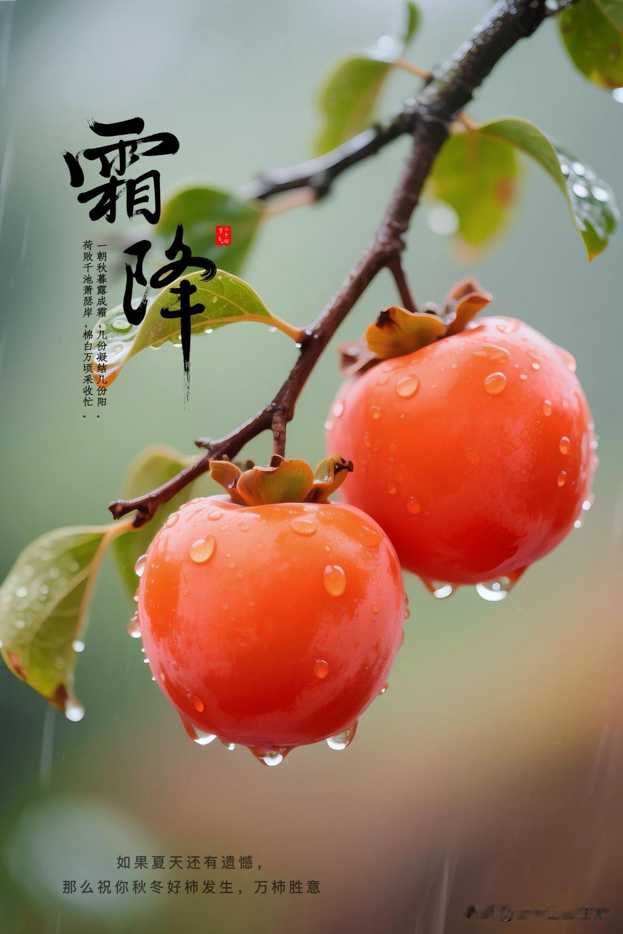 霜降柿红：秋深处的一盏暖灯当第一缕晨霜轻轻覆上田埂的草尖，秋便走到了最醇厚的尾声