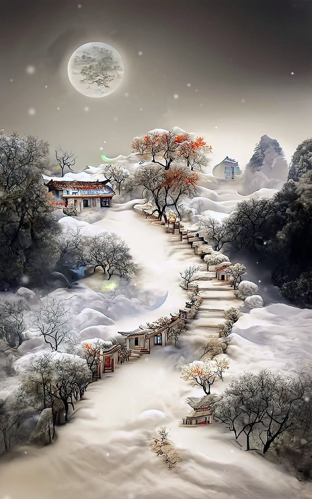 夜色如幕掩寂寥，月影如梦难寻觅。 ​​​