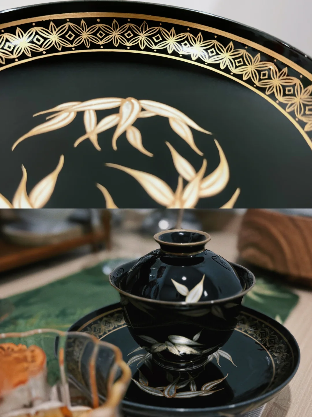 买家返图｜乌金釉描金银竹叶纹系列茶器～