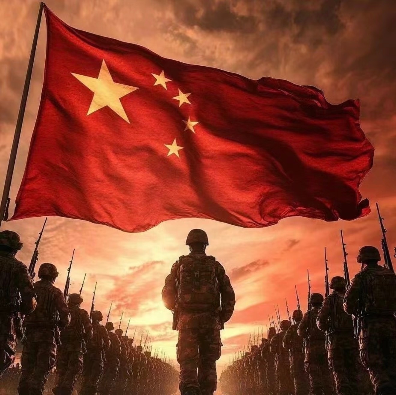 红旗漫卷，国泰民安，愿岁岁平安，祖国常安。 ​​​