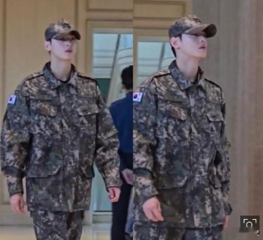 军装车银优车银优身穿迷彩军装现身庆州APEC会场执行勤务支援任务现场，素颜状态下