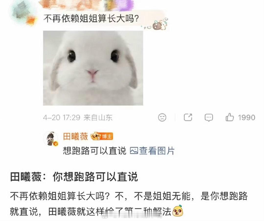 田曦薇 想跑路可以直说这是内娱少见的“活人感”、反套路、高情商、又甜又凶的顶级互