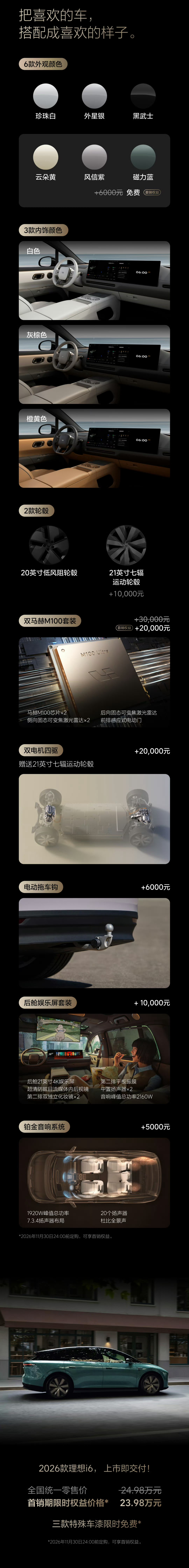 26款理想i6来了，价格跟前代同步，24.98万起，但……首销立减1万，23.9