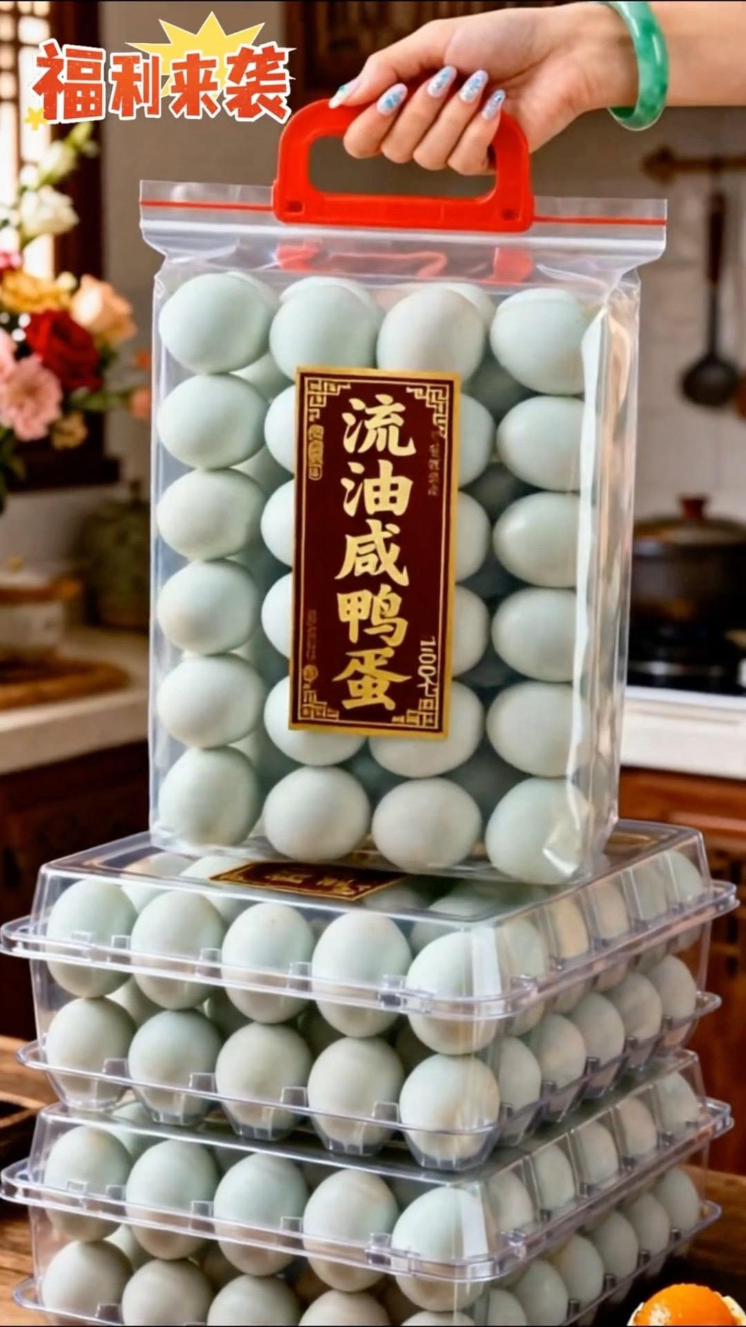 红心流油咸鸭蛋，蛋黄绵密起沙，油润爆香，一口沦陷~