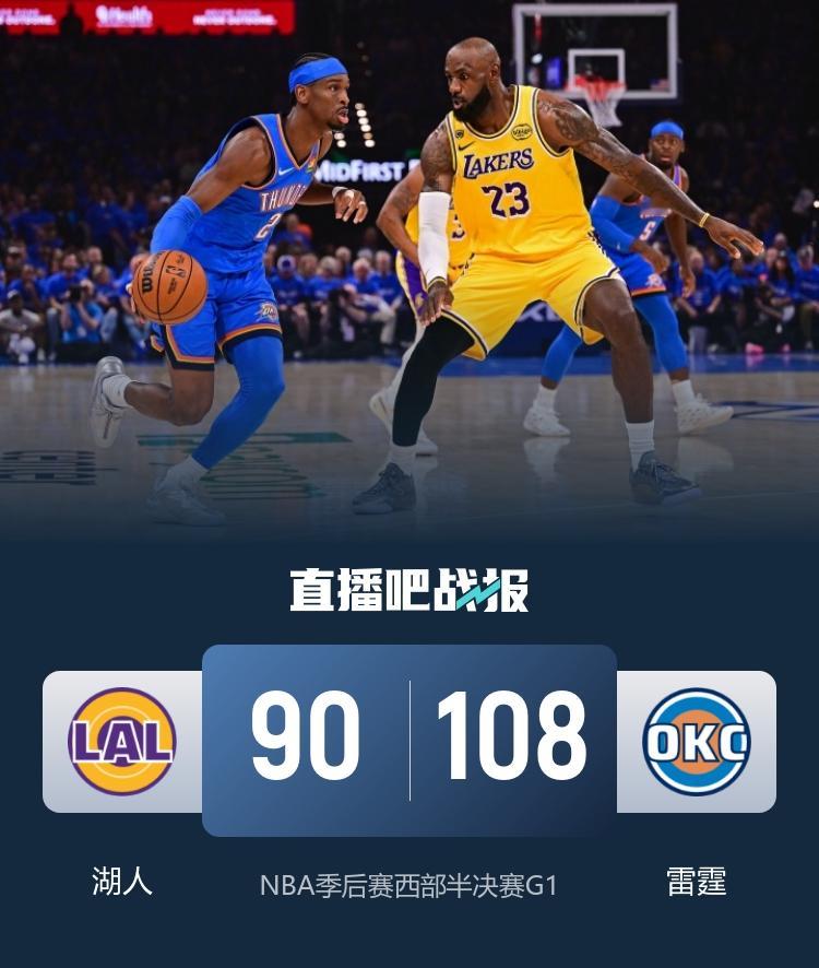 5.6日 NBA季后赛 湖人vs雷霆G1 全场比赛录像分享 （链接在评论区）湖人