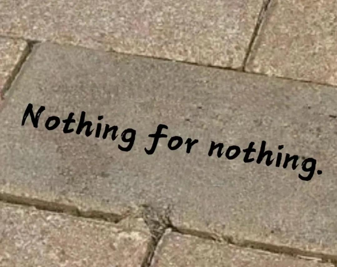 Nothing for nothing.
家人们，以你对这句英文的理解，你会用中