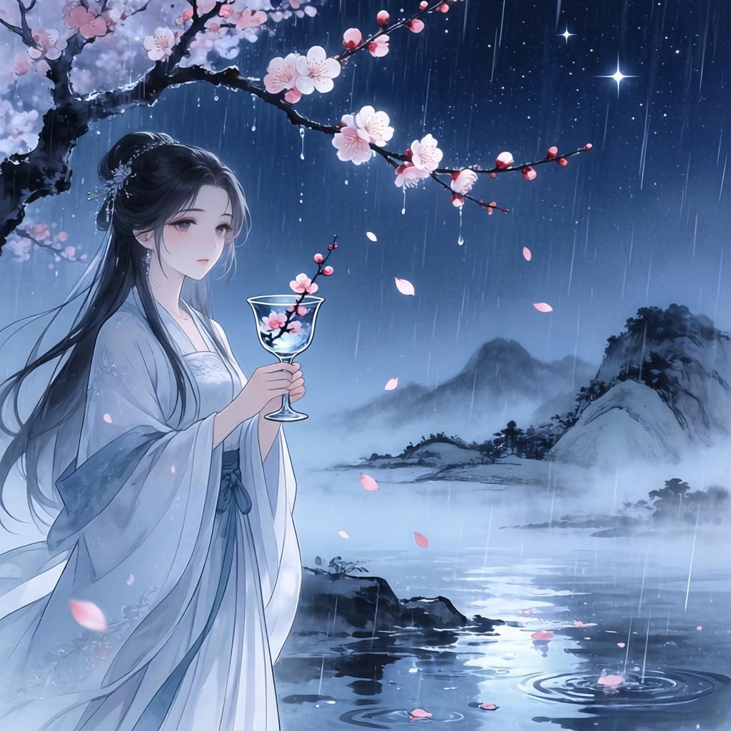 上联：夜酒梅开诗雨醉
下联：晨茶柳醒晓风清