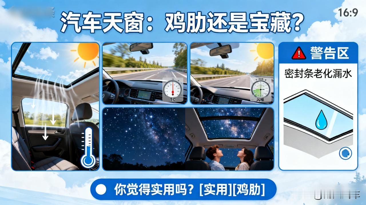 汽车天窗，真的没用吗？

很多人说天窗是“鸡肋”，一年开不了几次。但我觉得，夏天