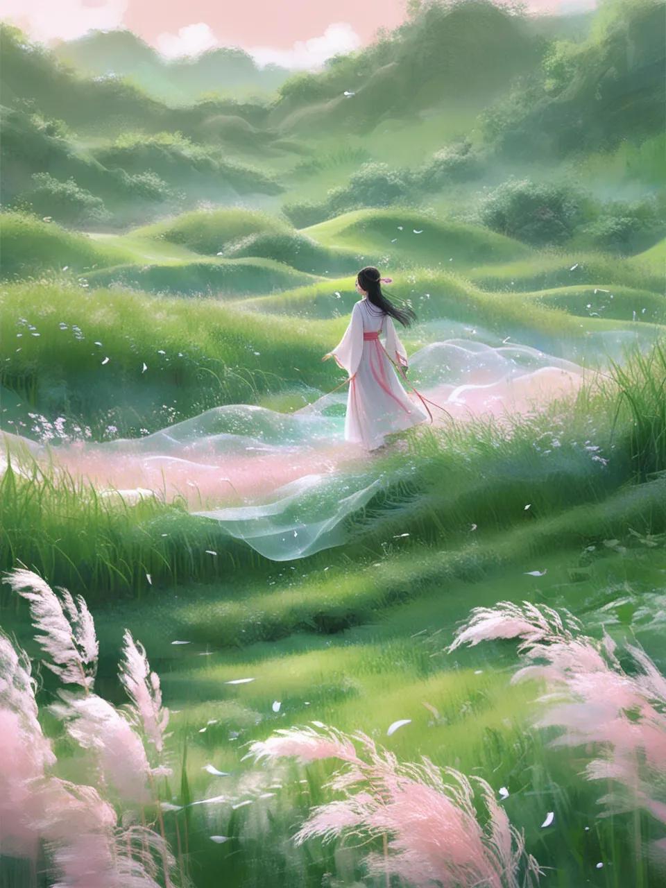 #唯美水画风# 山无言，风不止，自在由心，步履不停！