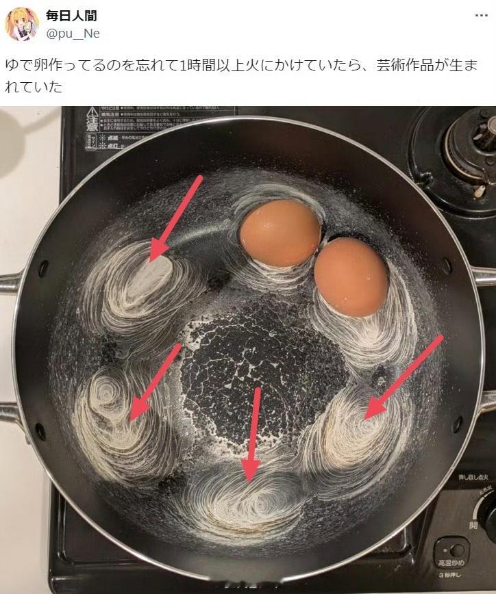 煮鸡蛋忘了关火后诞生的艺术作品这四个位置是不是还有四个鸡蛋[笑cry] ​​​