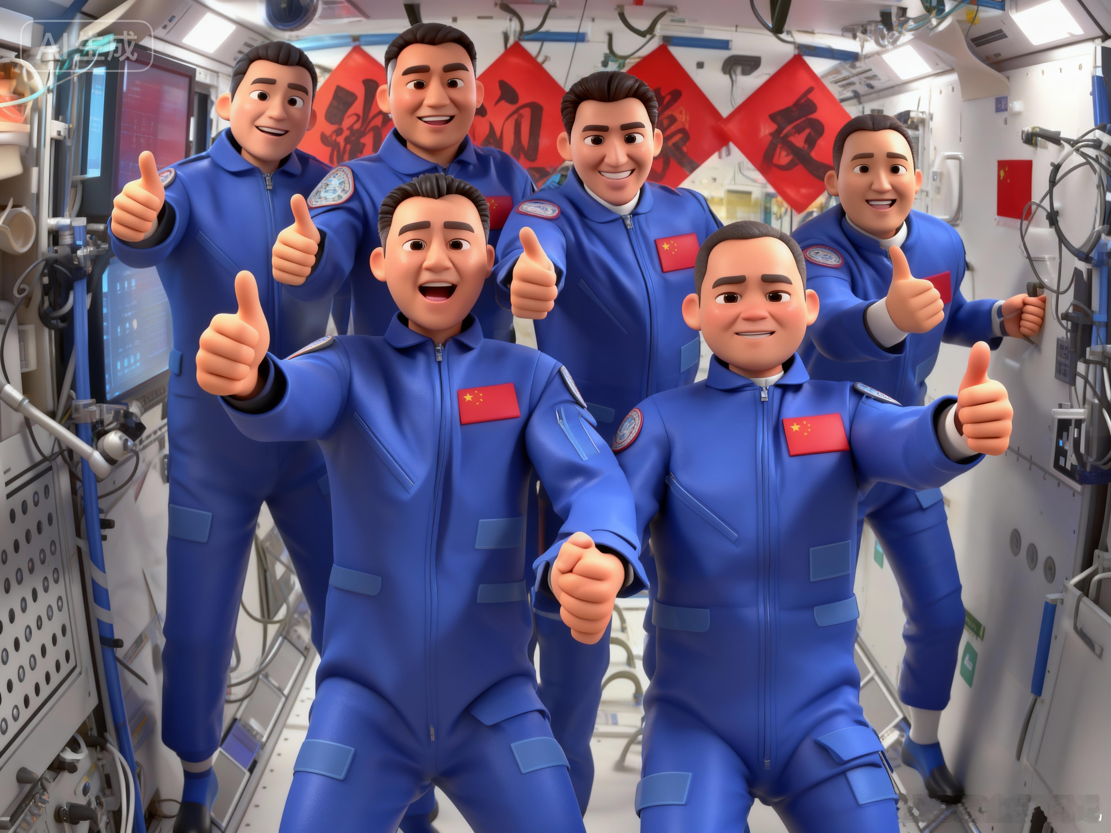 一觉醒来神20神21太空会师神20神21太空全家福 太空开门，喜迎队友！队友们胜