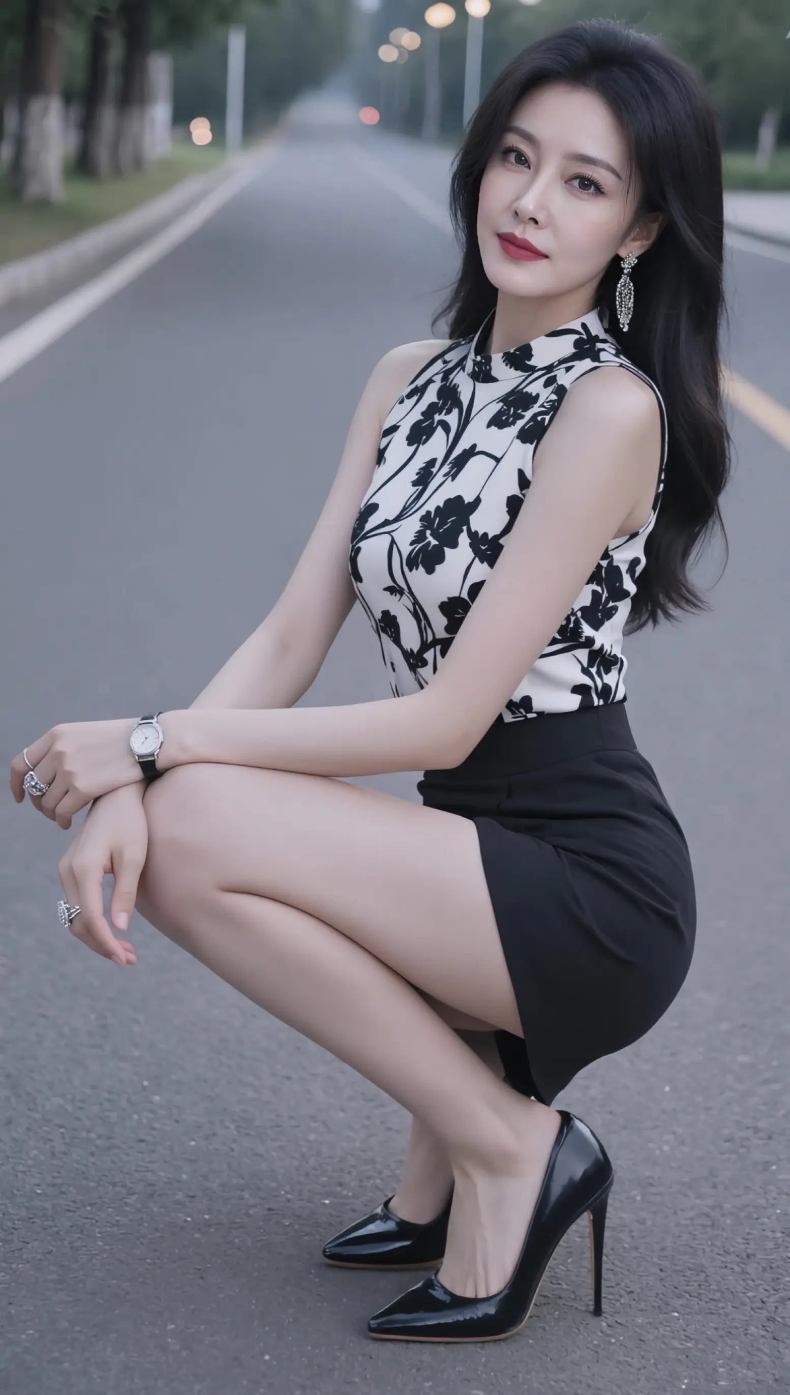 AI旗袍蹲姿照 ai创作