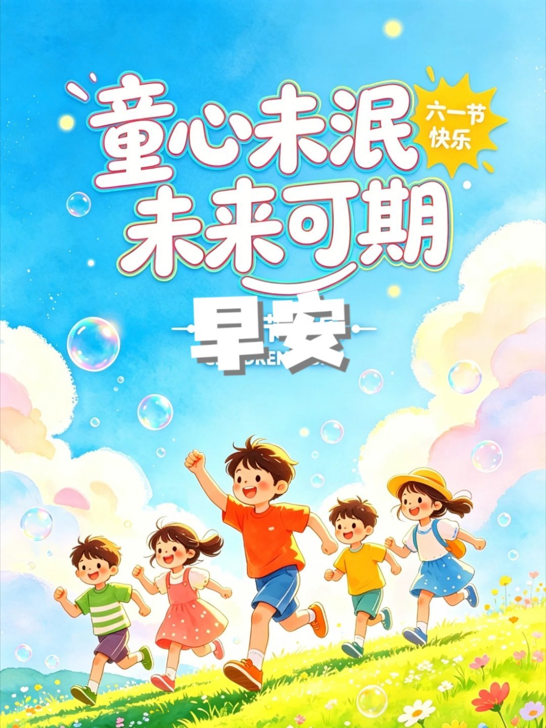 心中住着童话，眼里总有星光。快乐无关年岁，美好永伴身旁。愿小朋友无忧无虑，茁壮成