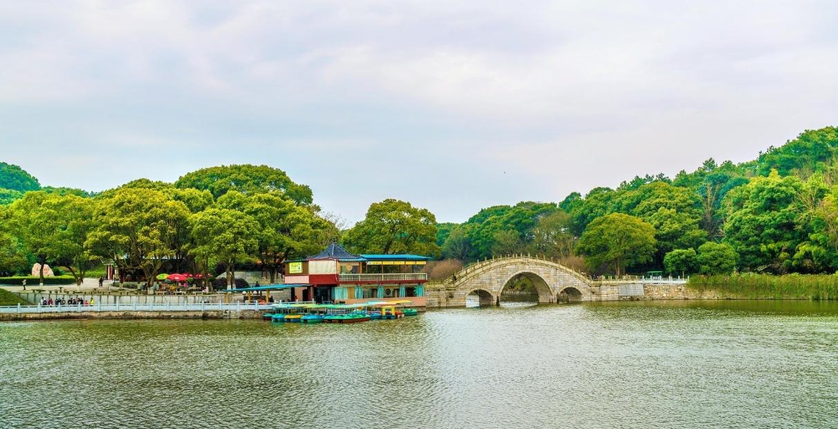 八百里洞庭烟波浩渺，君山静卧碧水中央，如一痕青黛、一枚玲珑玉螺，与岳阳楼隔湖相望