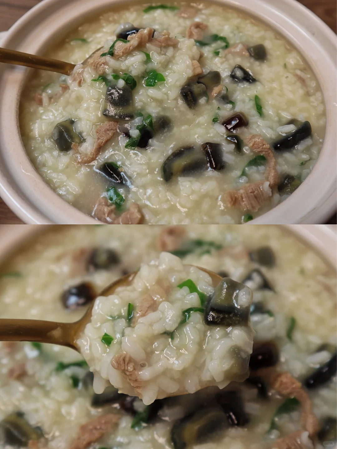 料超足的家常皮蛋瘦肉粥😋好喝到舔碗底‼️