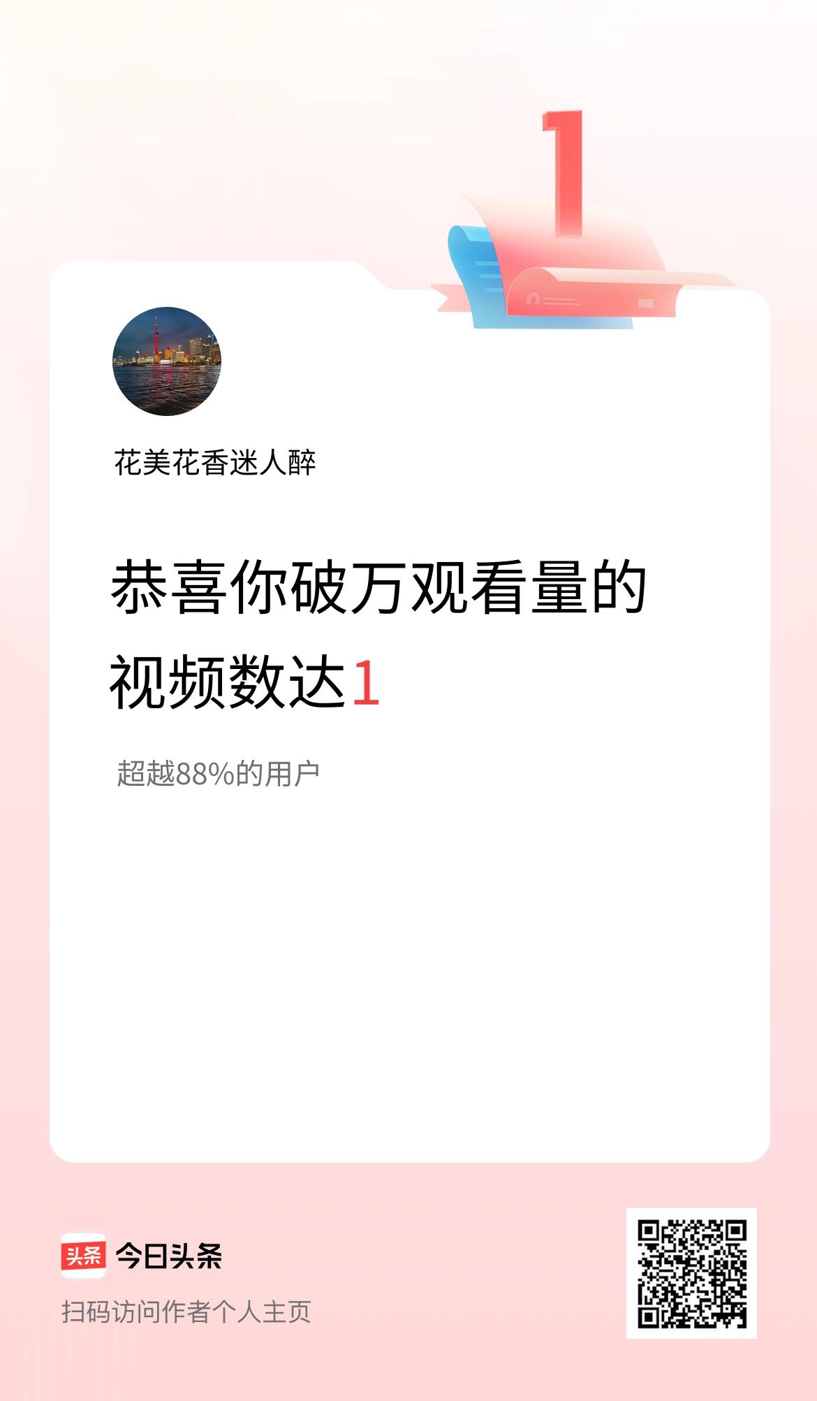 我在头条有1条视频播放量破万了！