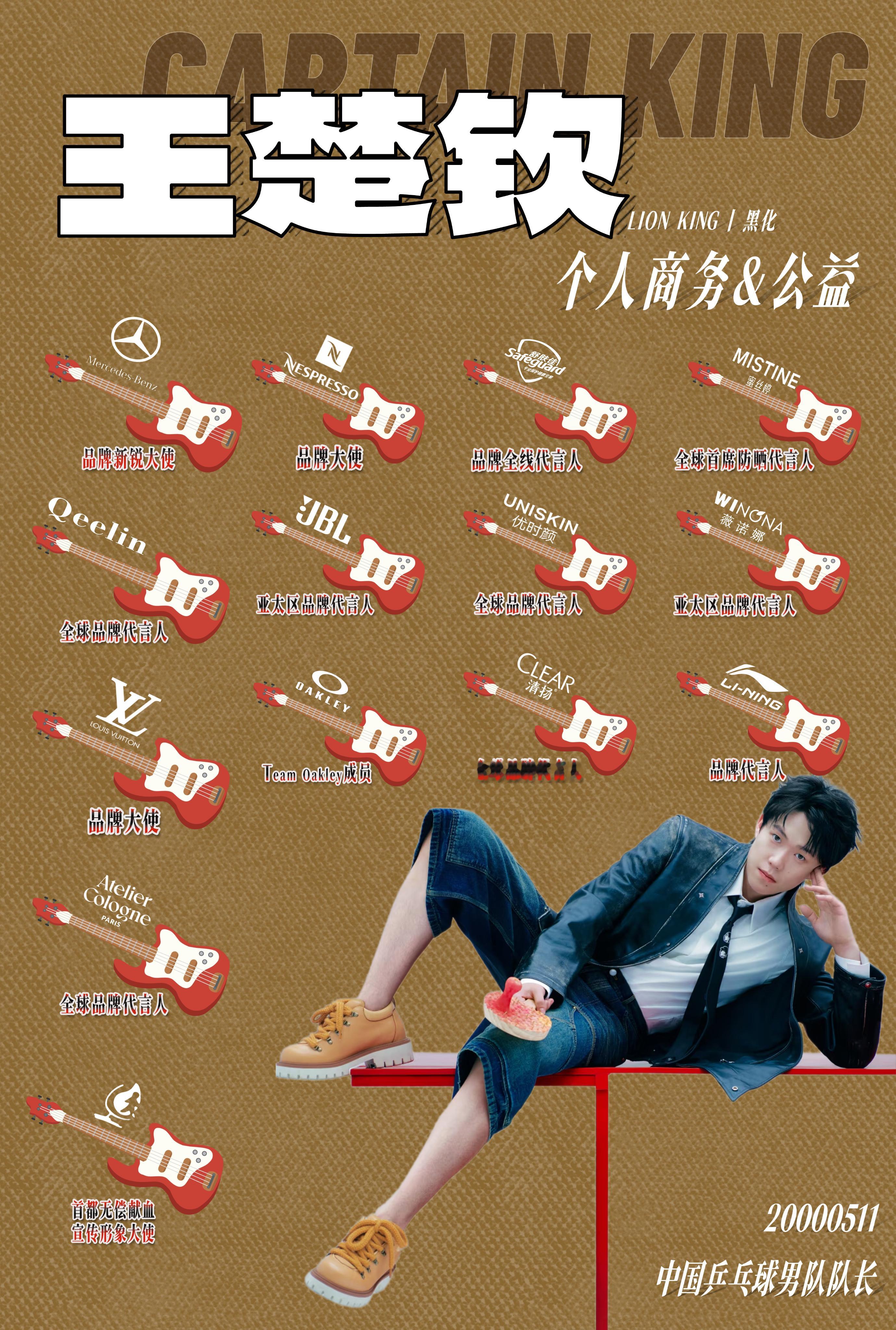 🎸和王楚钦绝配~王楚钦狮友会体奢一清扬全球品牌代言人王楚钦国乒男队队长王楚钦
